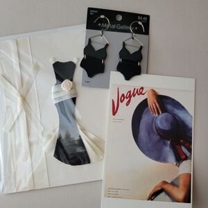 Fashion Trio ~ Fancy Dress Greeting Card ~Swimsuit Charms/Earrings ~ Vogue Card